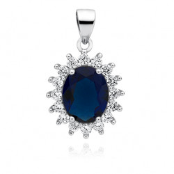 Pandantiv argint cu piatra albastra DiAmanti Z0685C1_BL-DIA (Argint 925‰ 3,2 g.)